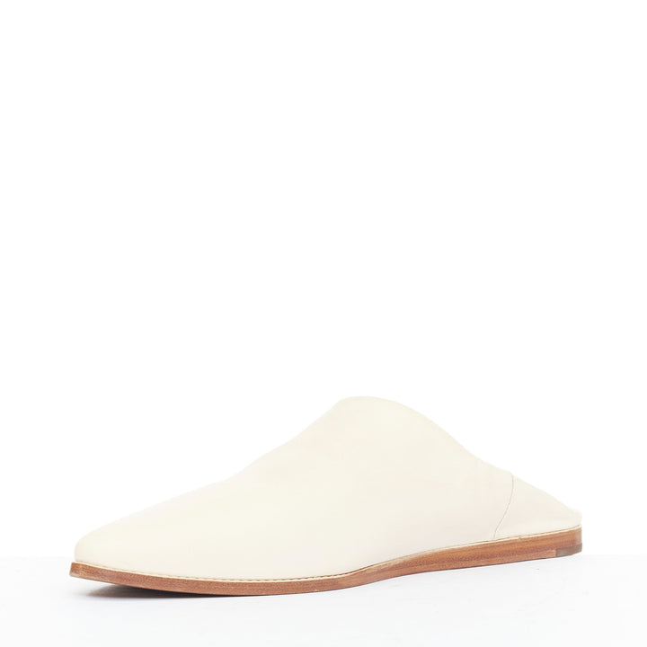 CELINE 2020 Janco Babouche off white leather gold logo step back slipper EU37