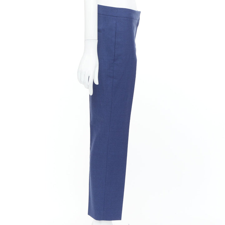 ALEXANDER MCQUEEN 2021 blue mid rise smart straight leg tailored pants IT40 S