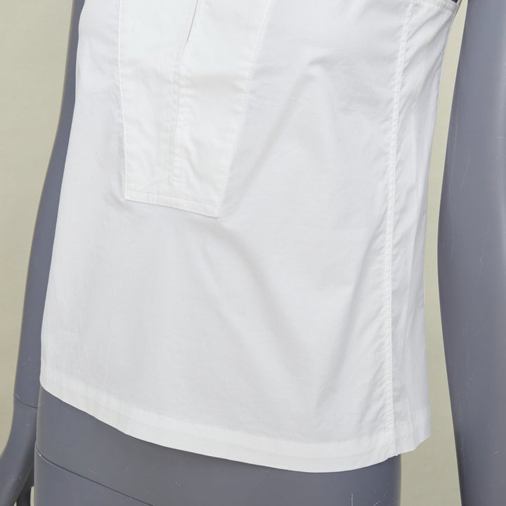LEMAIRE 2020 Bib Panel Split Neck optical white cotton blend minimal top FR34 XS