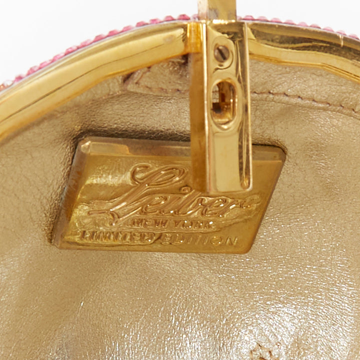JUDITH LEIBER Limited pink gold strawberry cupcake crystal Say Yes clutch bag