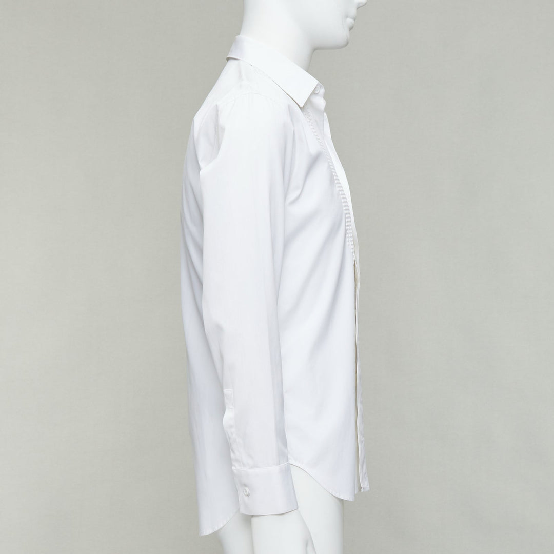 DIOR HOMME white cotton sequin applique front darted back shirt EU38 S