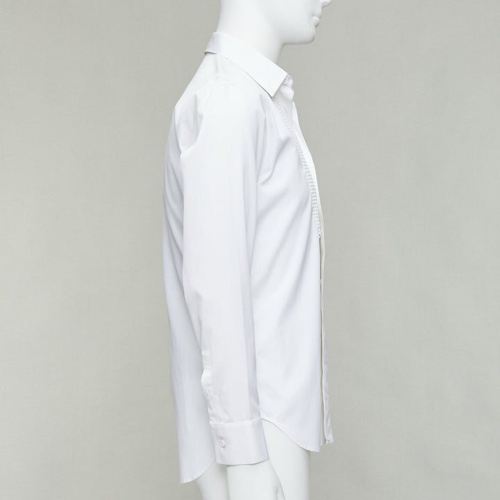 DIOR HOMME white cotton sequin applique front darted back shirt EU38 S