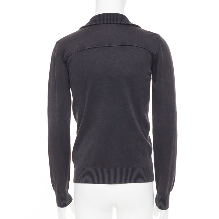 PRADA 2012 cotton full zip mock neck knit cardigan washed effect sweater IT48 M