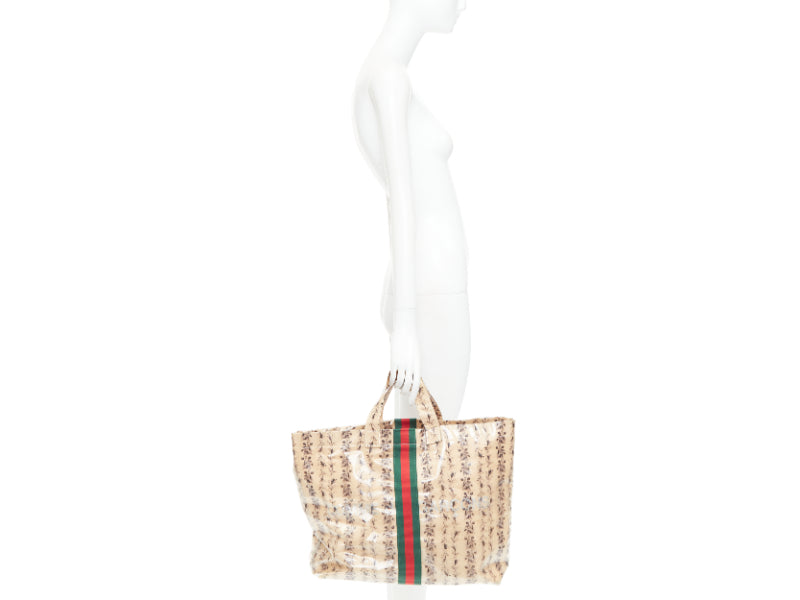 GUCCI COMME DES GARCONS 2021 green red beige vinyl pvc sherry paper tote bag