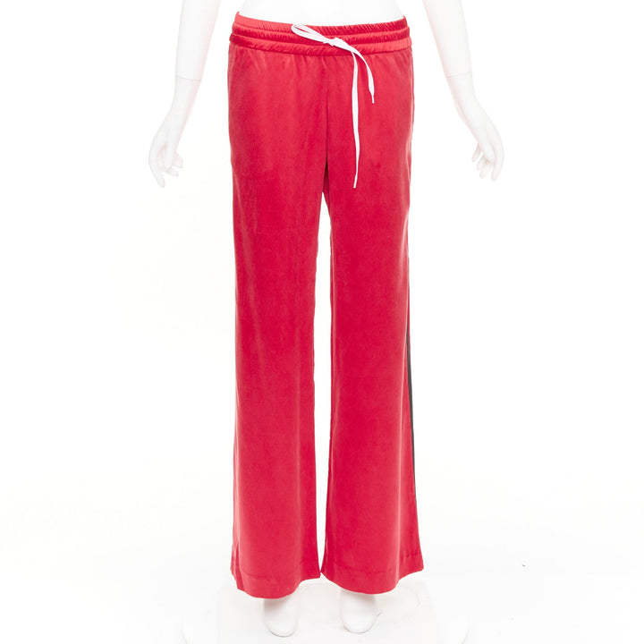 AMIRI 2018 leather trimmed washed silk side stripe drawstring trousers IT40 S