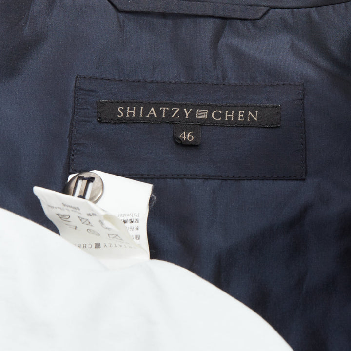 SHIATZY CHEN navy padded embroidered silky coin button vest IT46 S