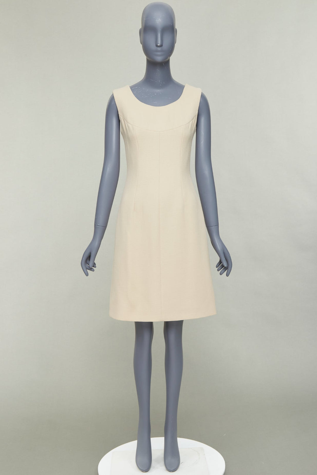 DOLCE GABBANA 1990s Vintage cream wool twill minimal contour seam dress  IT40 M