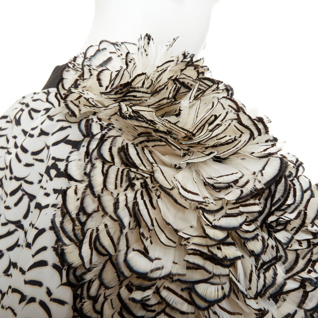 MONCLER GAMME ROUGE 2013 runway feather print puff sleeve ruffle jacket top Sz1