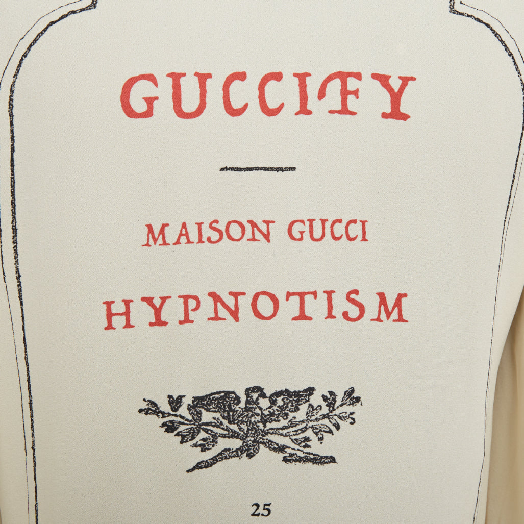 GUCCI 2017 GUCCIFY printed back cream viscose silk short sleeve shirt IT40 S