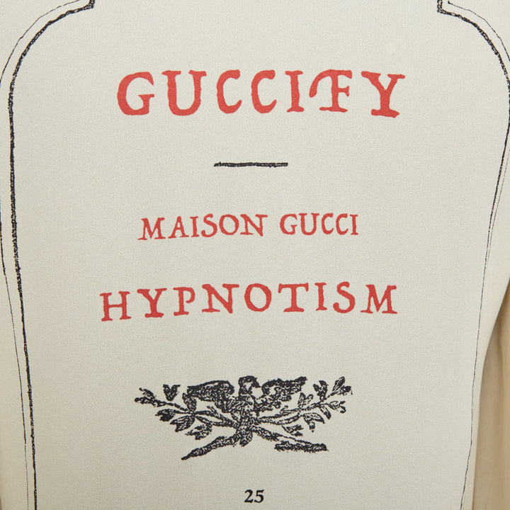 GUCCI 2017 GUCCIFY printed back cream viscose silk short sleeve shirt IT40 S