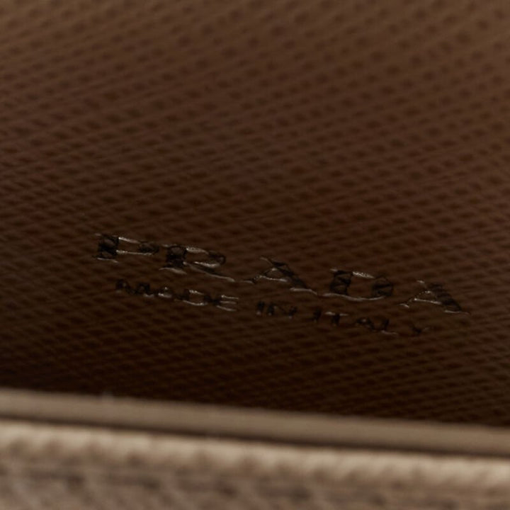 PRADA Symbole Triangle logo saffiano leather Phone lanyard bag beige nude
