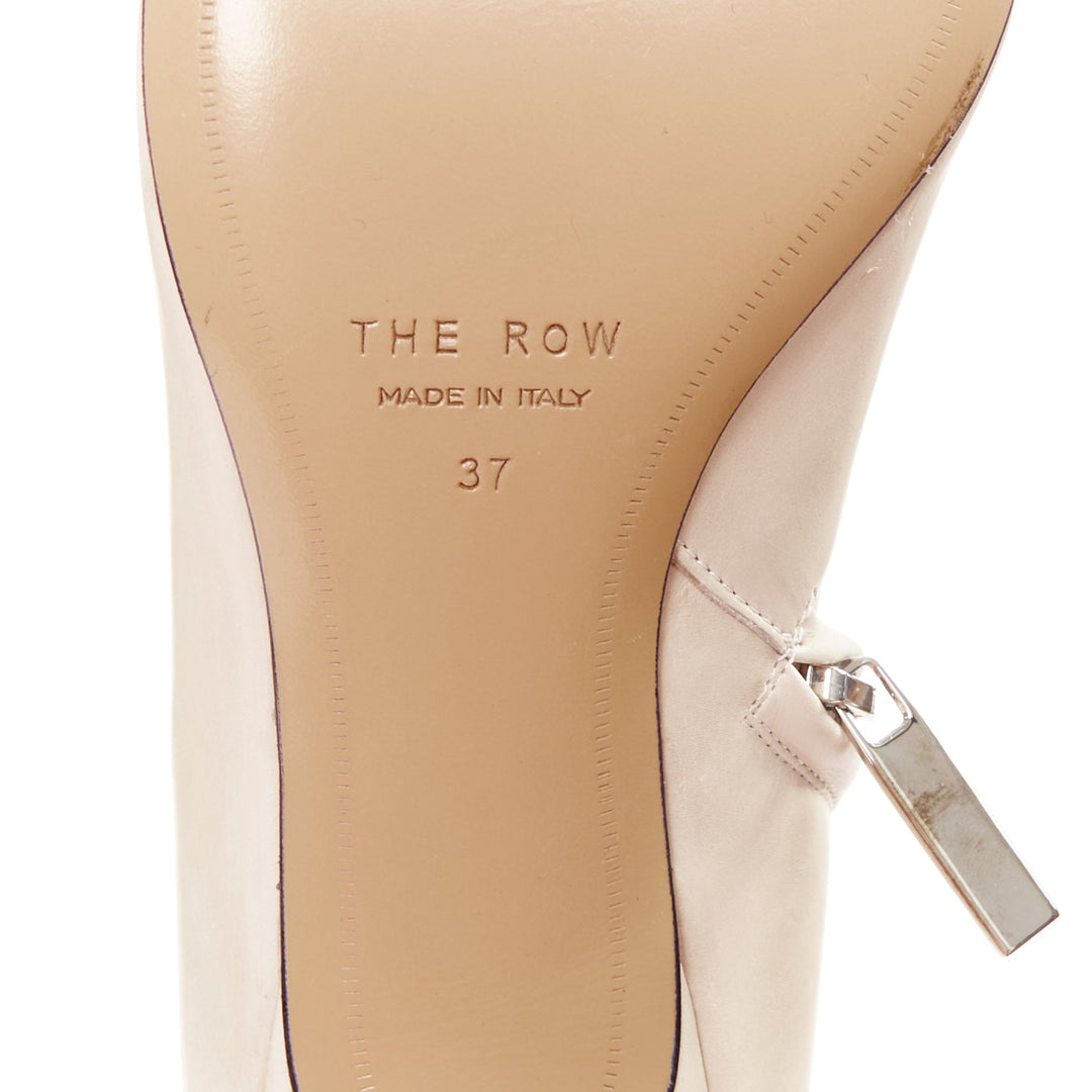THE ROW Coco cream coal soft calfskin ankle kitten heel ankle boots EU37