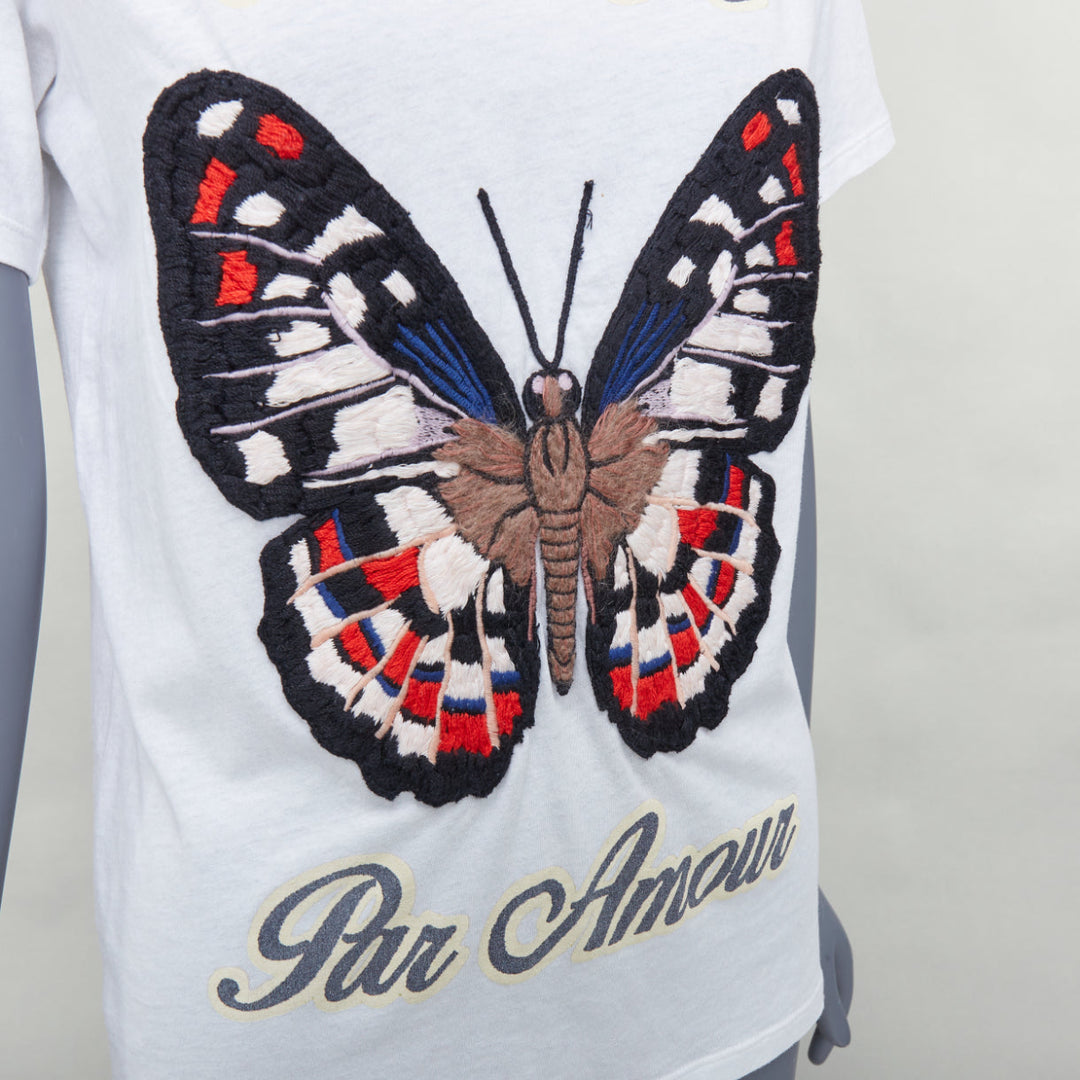 GUCCI L'Aveugle Par Armour white butterfly embroidered tshirt S