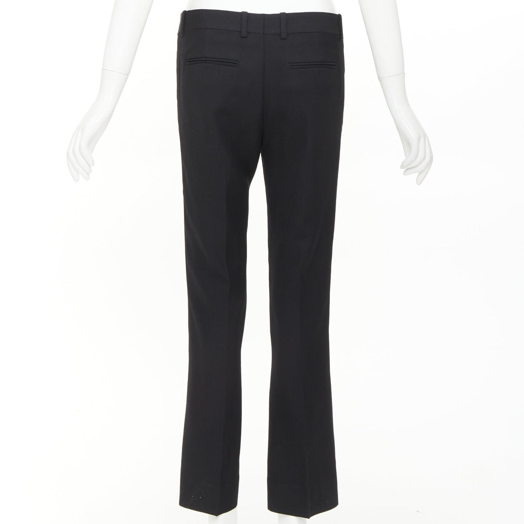 OLD CELINE Phoebe Philo black 100% wool low waist kickflare cropped pants FR36 S
