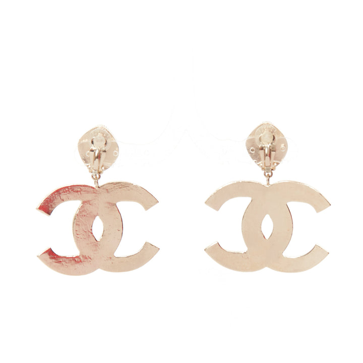 rare CHANEL B19A Along The Nil gold metal orange gripoix clip on earrings Pair