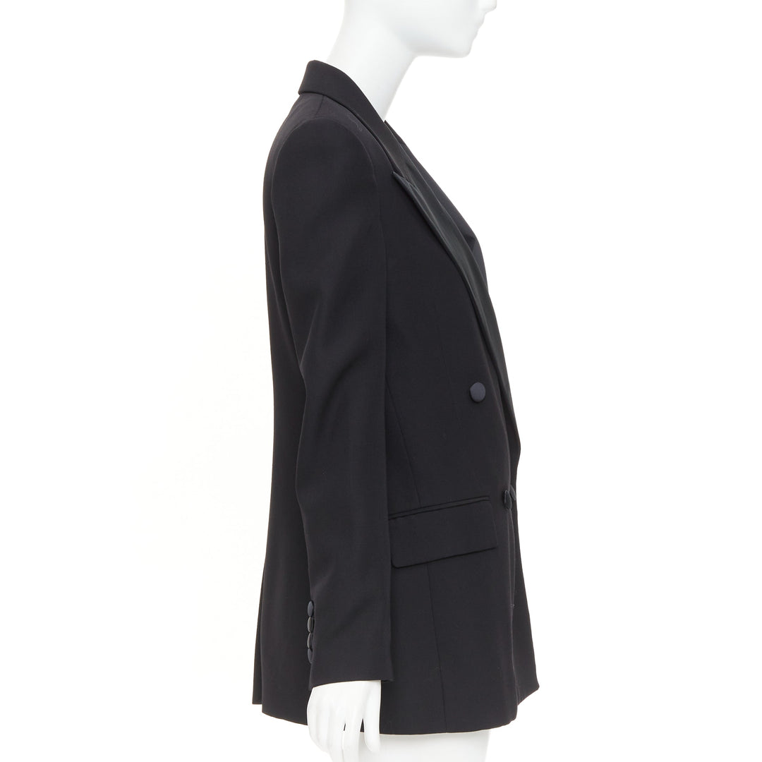 STELLA MCCARTNEY 2023 black wool satin double breasted tuxedo blazer IT38 XS