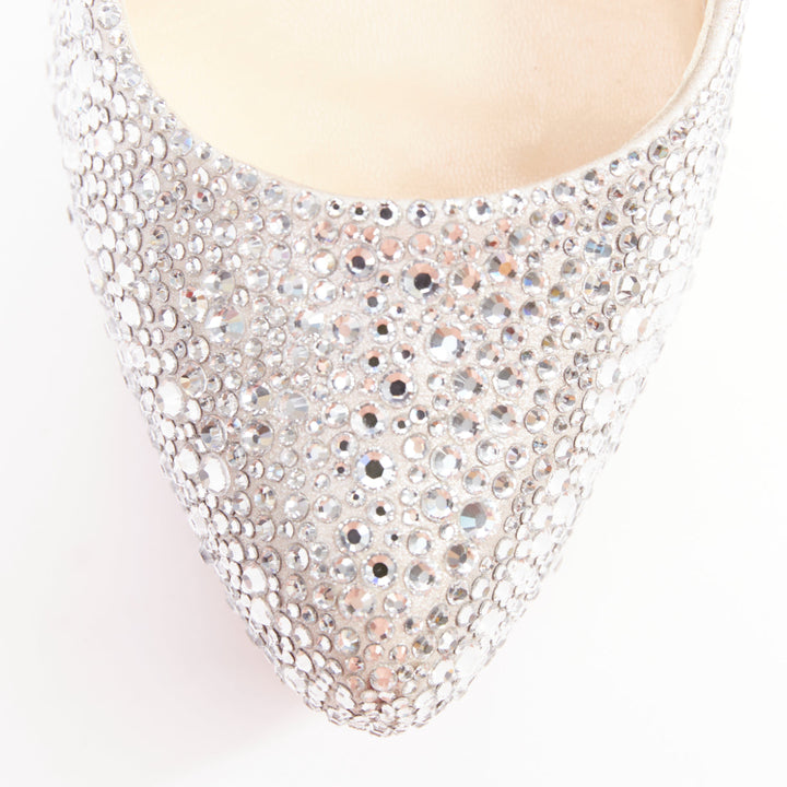 CHRISTIAN LOUBOUTIN Daffodile Strass 160 silver crystal platform pumps EU37.5