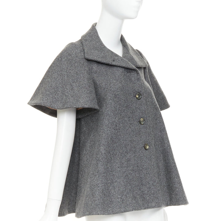 MARNI grey wool blend flannel flutter short swing jacket IT38 XS