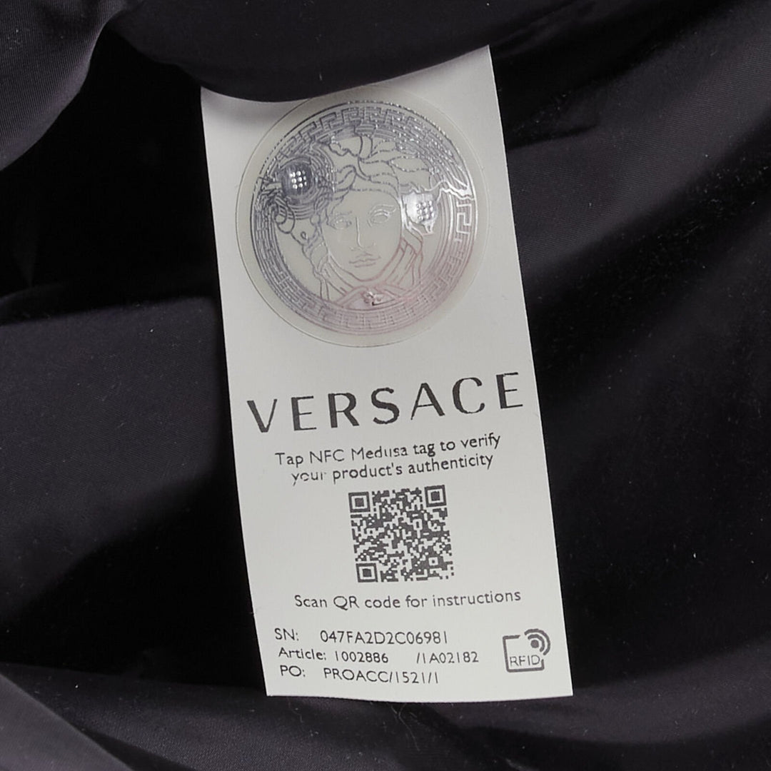 VERSACE Gianni Signature gold Barocco Virtus Medusa print nylon backpack bag