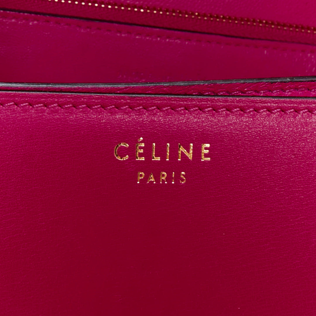 CELINE Phoebe Philo Medium Box hot pink calfskin leather crossbody bag