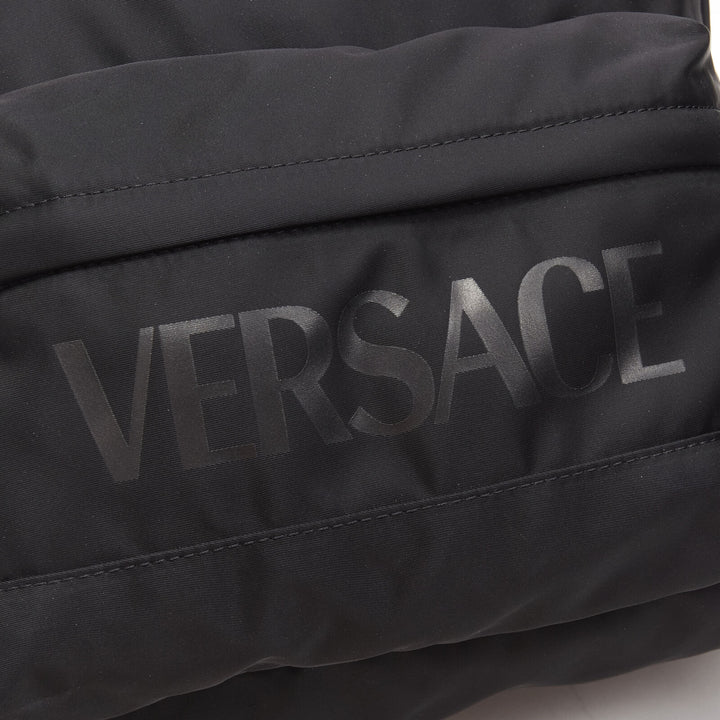 VERSACE La Greca 90's logo black nylon backpack bag