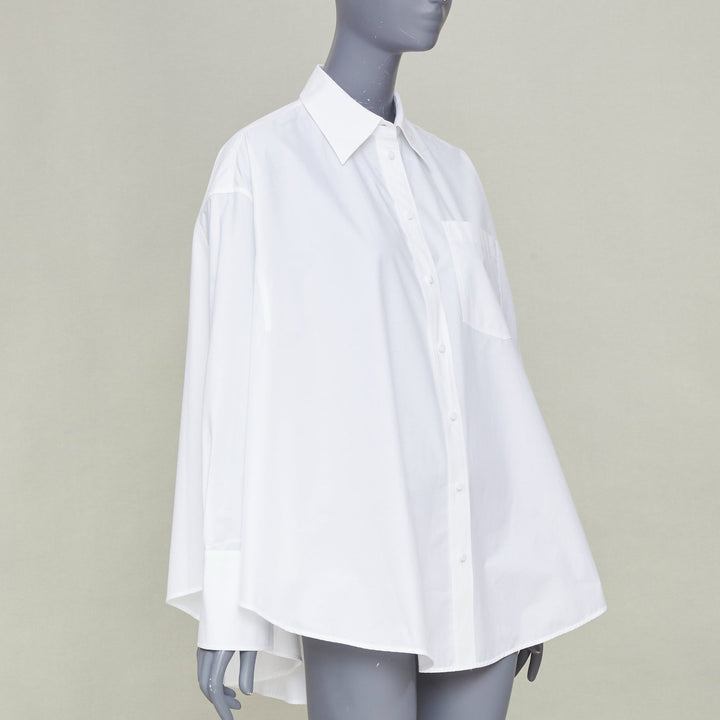 VALENTINO 2022 Cocoon Bianco Ottico white cotton poplin cocoon shirt IT38 XS