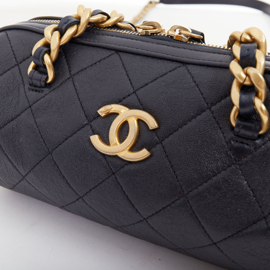 CHANEL 2020 Fashion Therapy Quilted Lambskin small gold hardware bowling bag