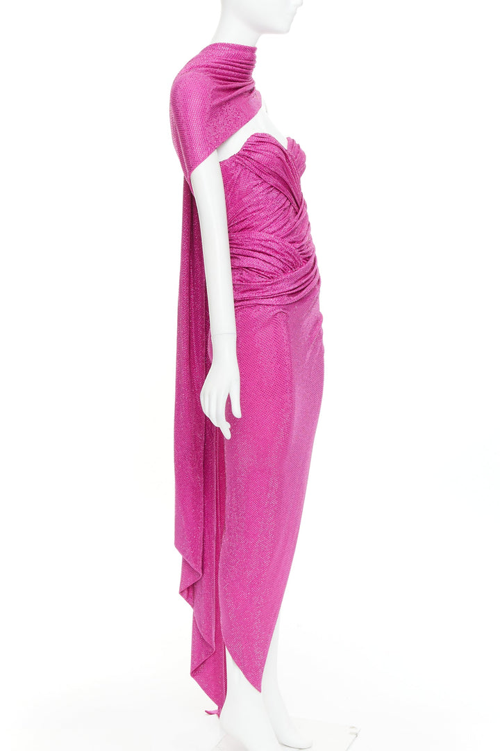 rare ALEXANDRE VAUTHIER COUTURE AW2019 Runway pink crystal sash drape gown