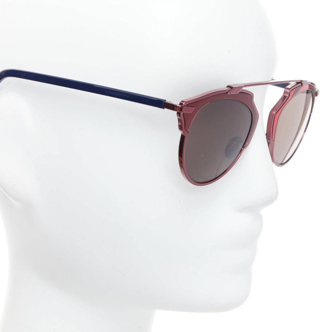 DIOR SoReal NSZL3 burgundy blue metal bridge aviator sunglasses