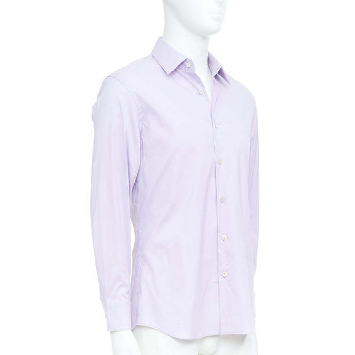 PRADA 2015 lilac purple cotton blend long sleeve button dress shirt EU39 M
