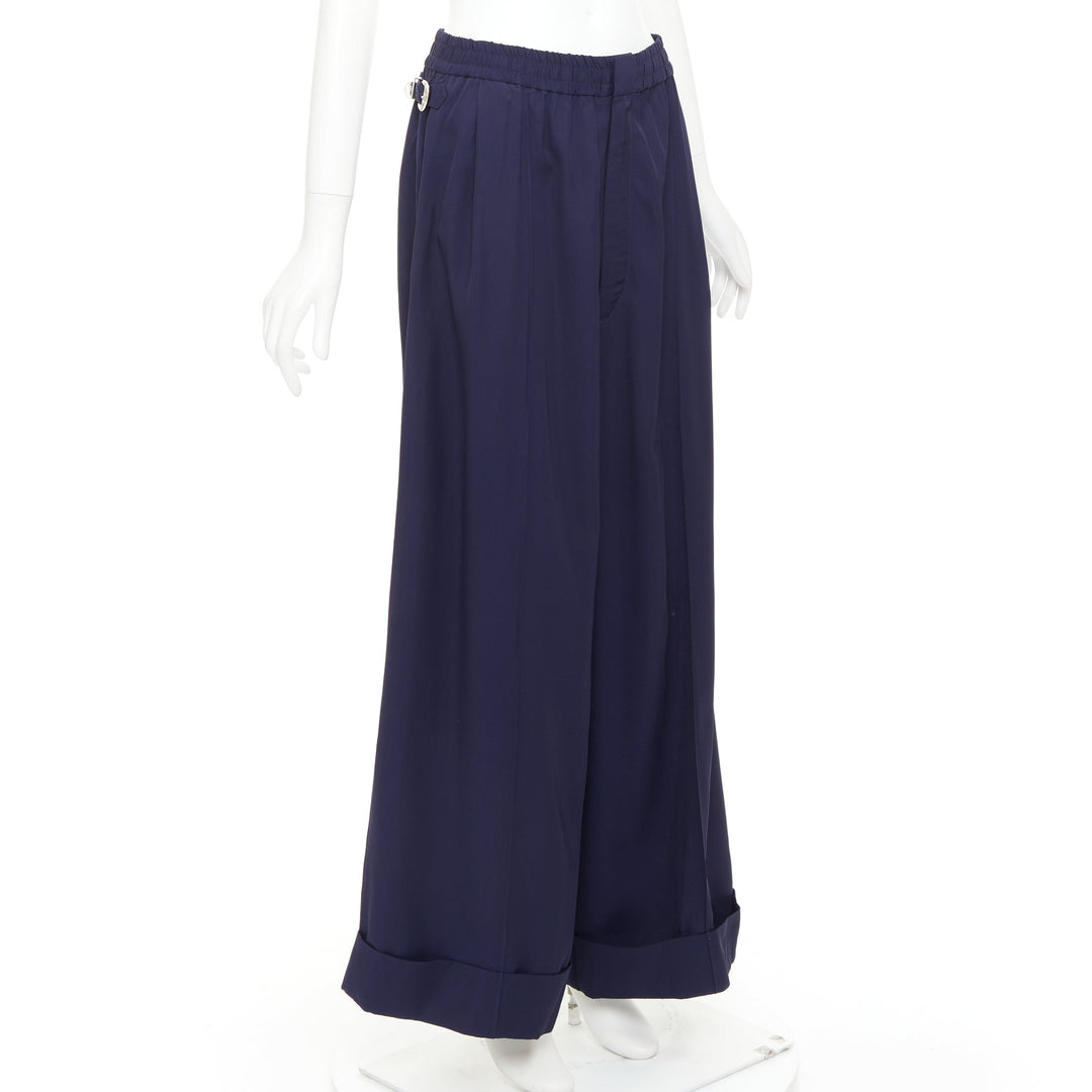TOGA PULLA navy rayon western decorative buckles rolled hem wide pants IT38 XS
