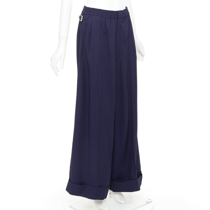 TOGA PULLA navy rayon western decorative buckles rolled hem wide pants IT38 XS