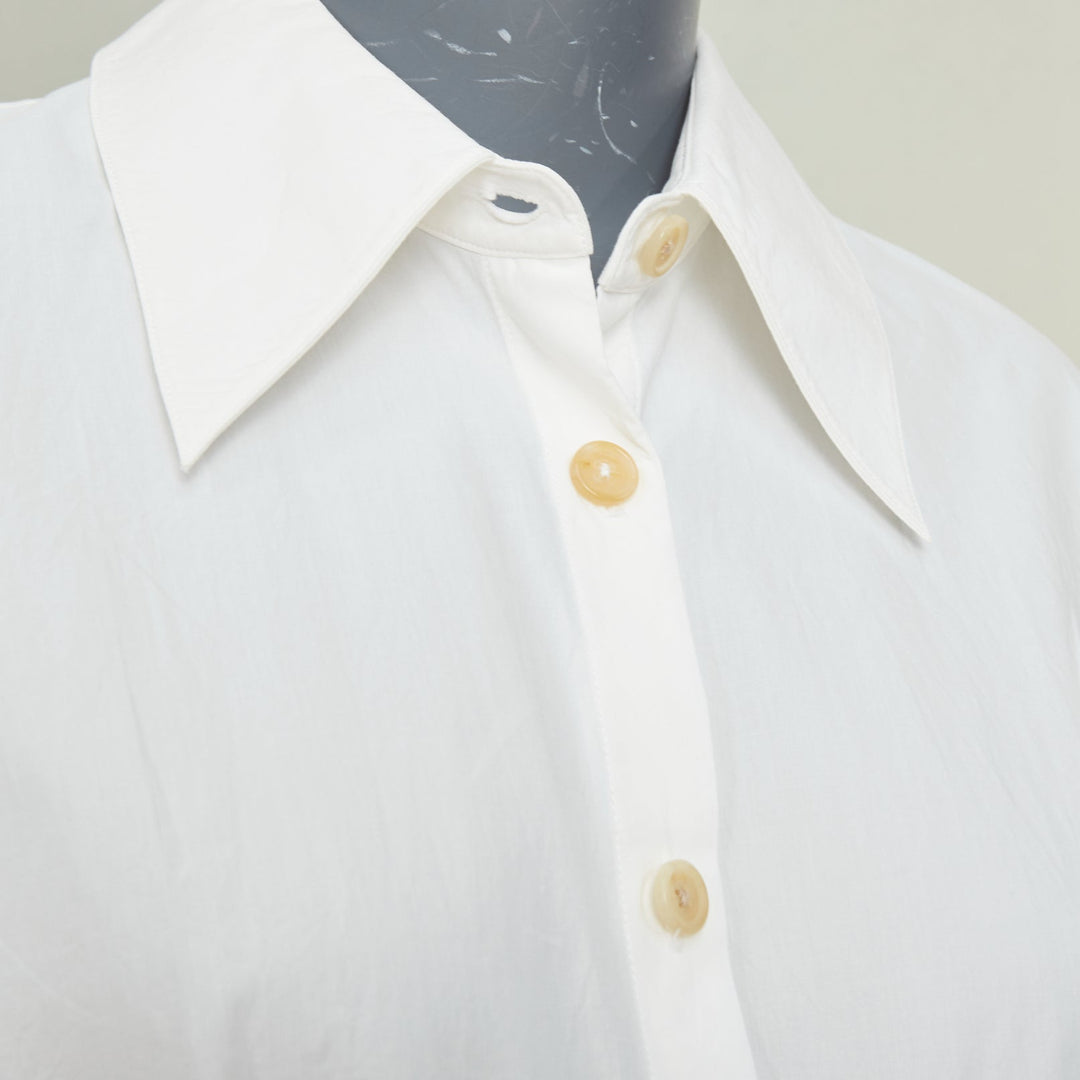 KHAITE 2022 Arwin Pleated Cotton Poplin ivory white snatched waist top S