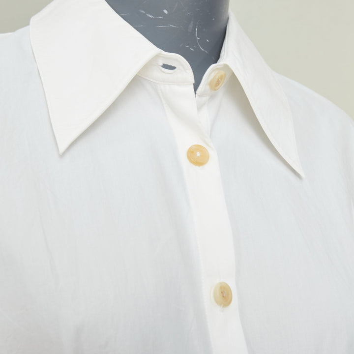 KHAITE 2022 Arwin Pleated Cotton Poplin ivory white snatched waist top S