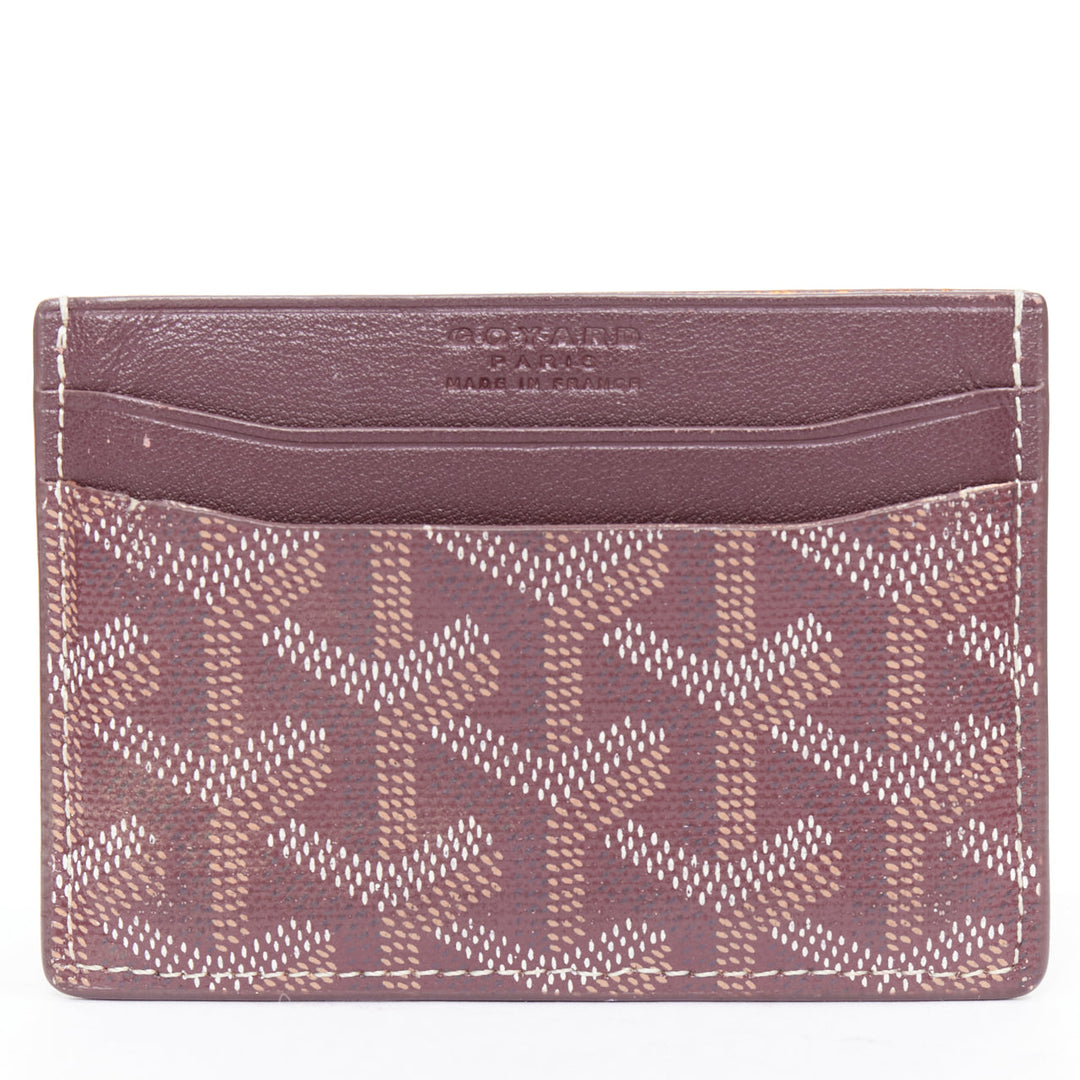 GOYARD Goyardine 4-slot red bordeaux white logo card holder