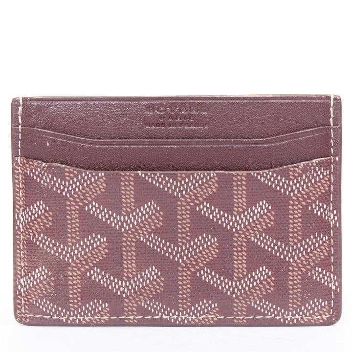 GOYARD Goyardine 4-slot red bordeaux white logo card holder