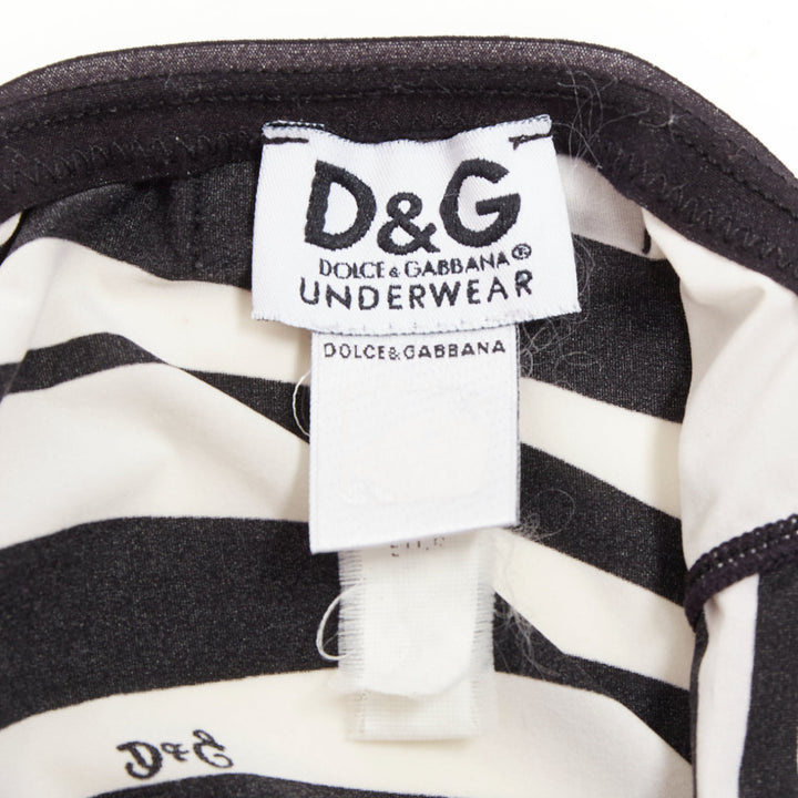 DOLCE GABBANA D&G Vintage black white logo zebra stripe camisole tank Sz1 S