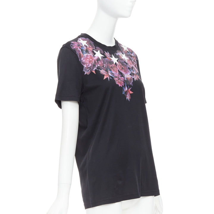 GIVENCHY Riccardo Tisci purple flower white star black tshirt XS