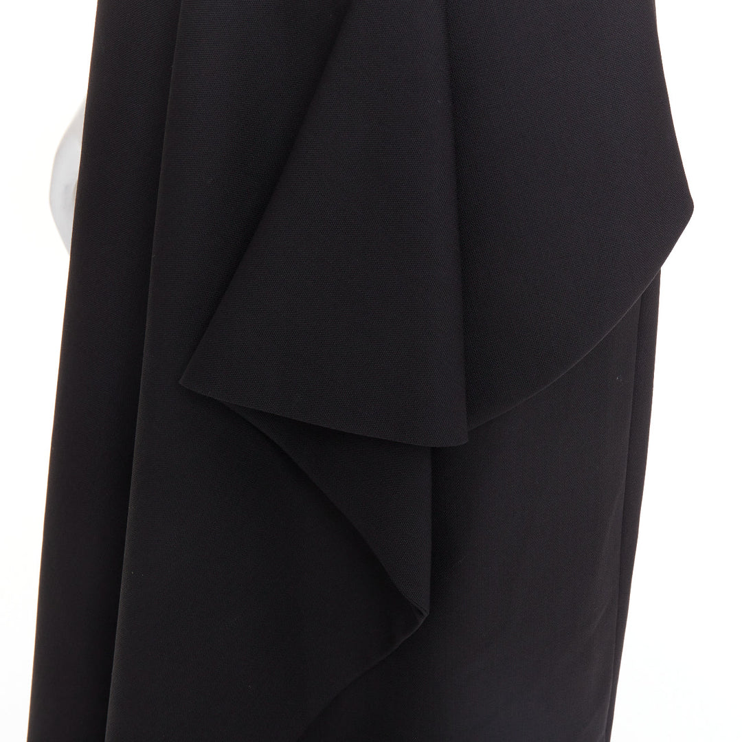 ALEXANDRE VAUTHIER COUTURE black wool asymmetric cascade ruffle split skirt