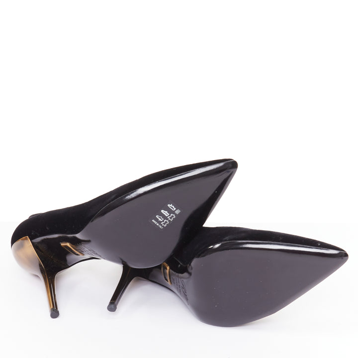 ROGER VIVIER 2018 Decollete Sexy black velvet bronze heel pigalle  pump EU38
