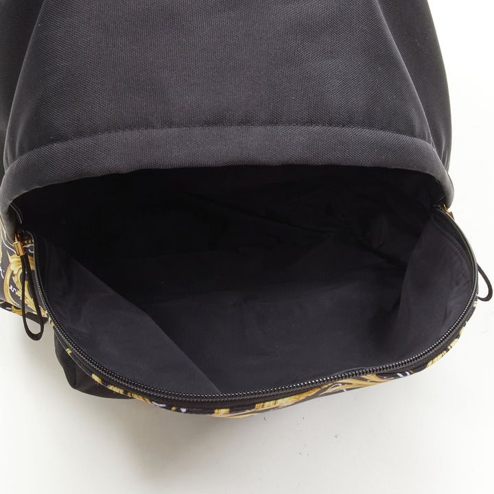 VERSACE Gianni Signature gold Barocco Virtus Medusa print nylon backpack bag