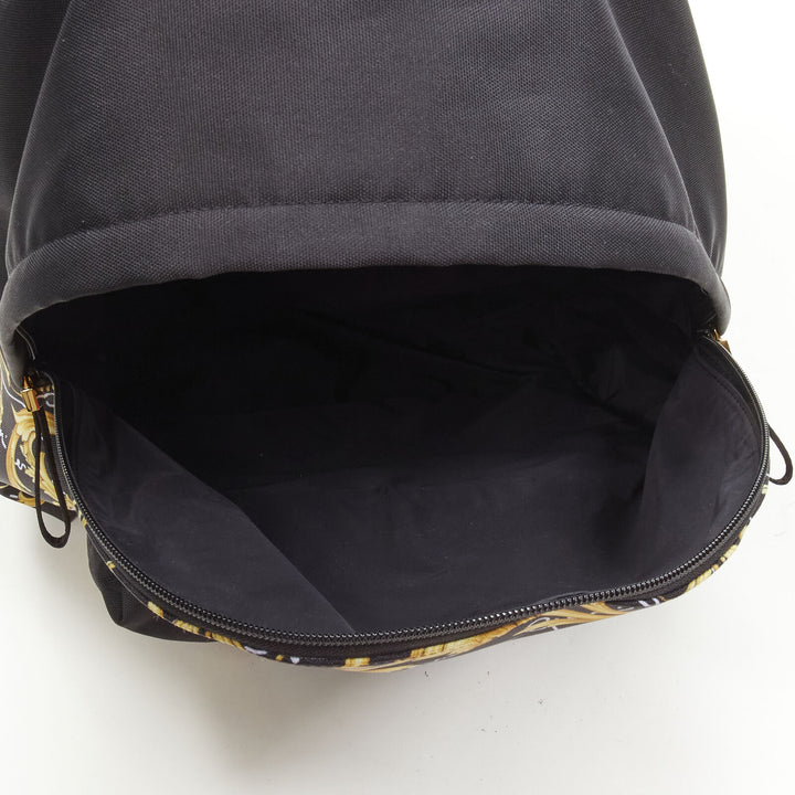 VERSACE Gianni Signature black gold Barocco Virtus Medusa nylon backpack bag