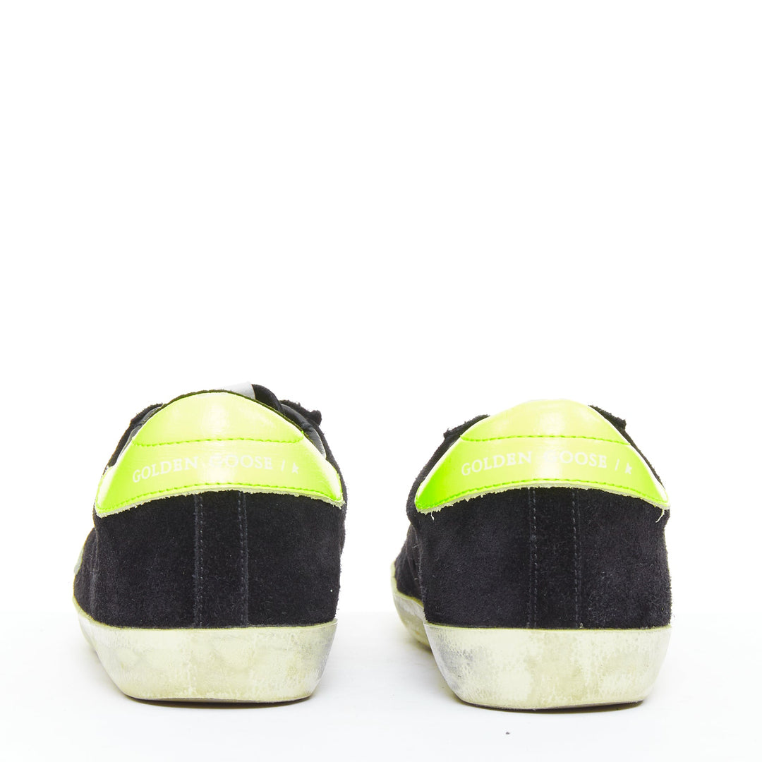 GOLDEN GOOSE GGDB SStar black neon green suede distressed sneakers EU37