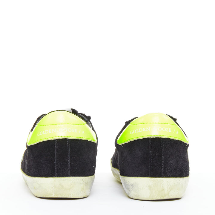 GOLDEN GOOSE GGDB SStar black neon green suede distressed sneakers EU37