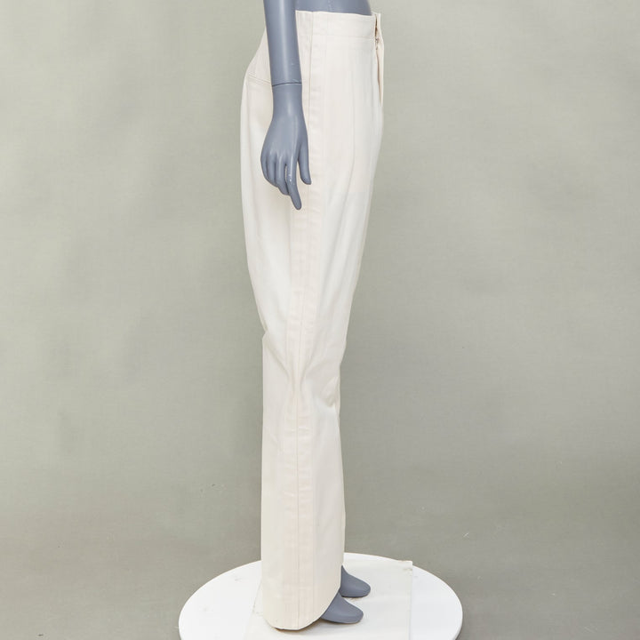 COLVILLE ivory cream cotton twill taped v raised hem harem pants IT42 M