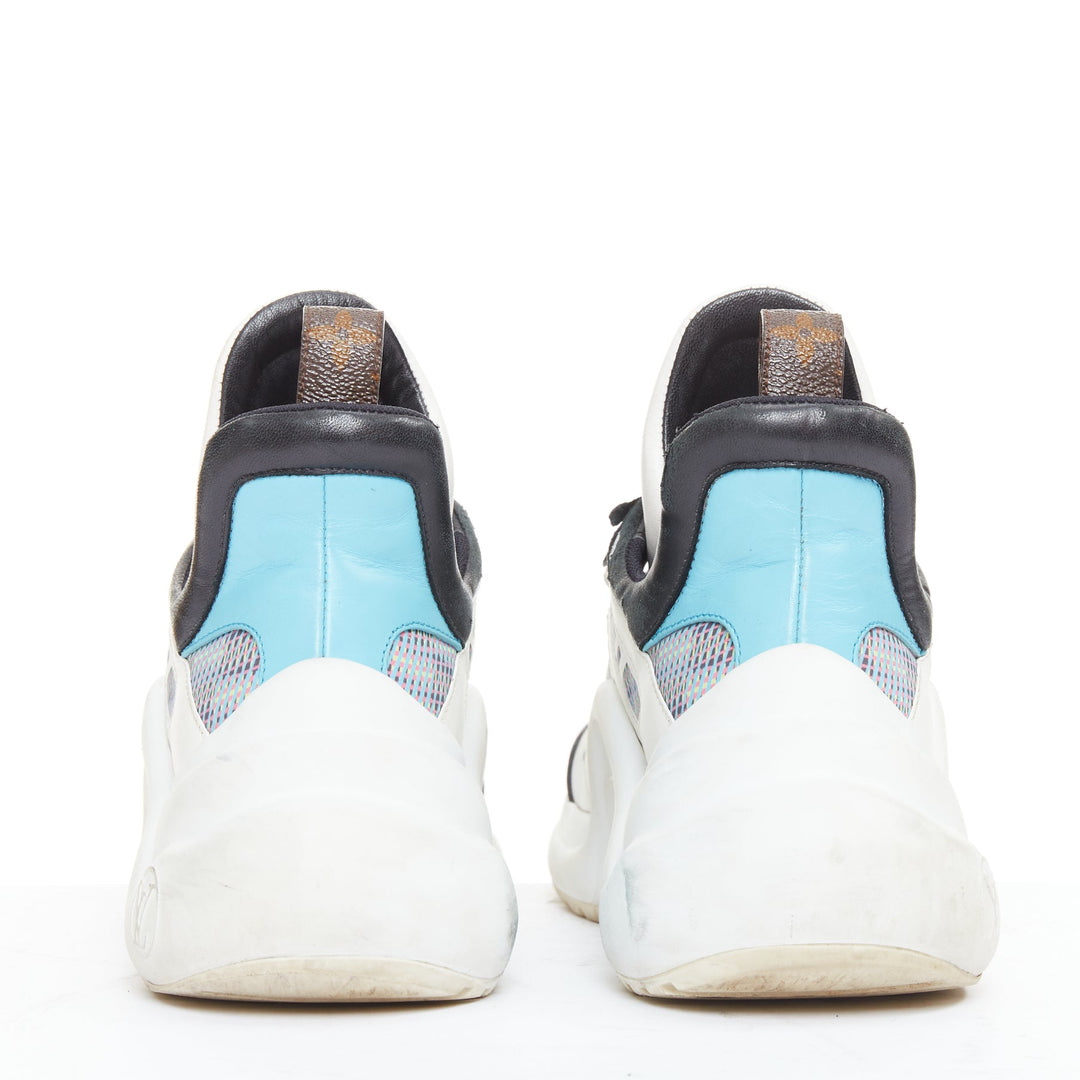 LOUIS VUITTON Archlight white leather black blue monogram chunky sneakers EU39