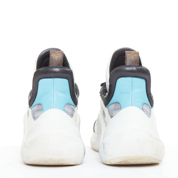 LOUIS VUITTON Archlight white leather black blue monogram chunky sneakers EU39