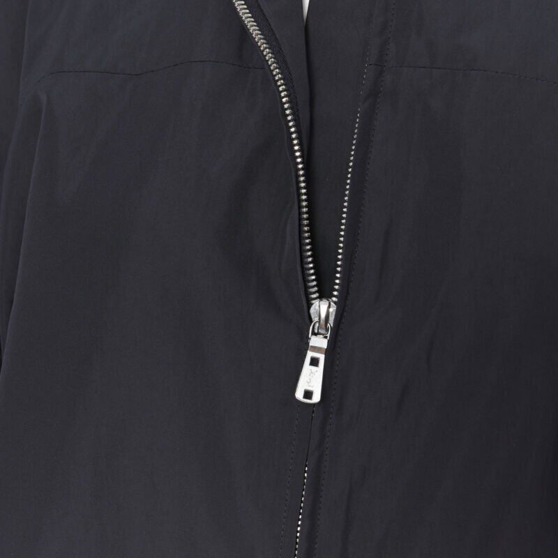 YVES SAINT LAURENT 2009 black nylon cut out drawstring cocoon coat FR38 S
