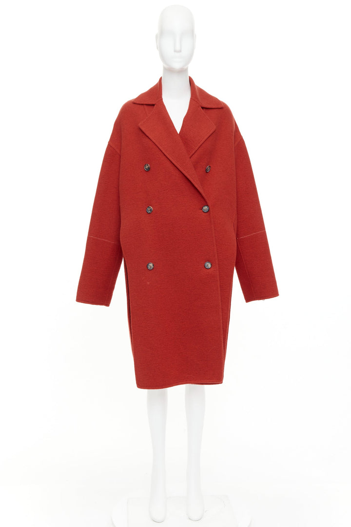 OLD CELINE Phoebe Philo 2017 cashmere red double breast oversized coat FR36 S