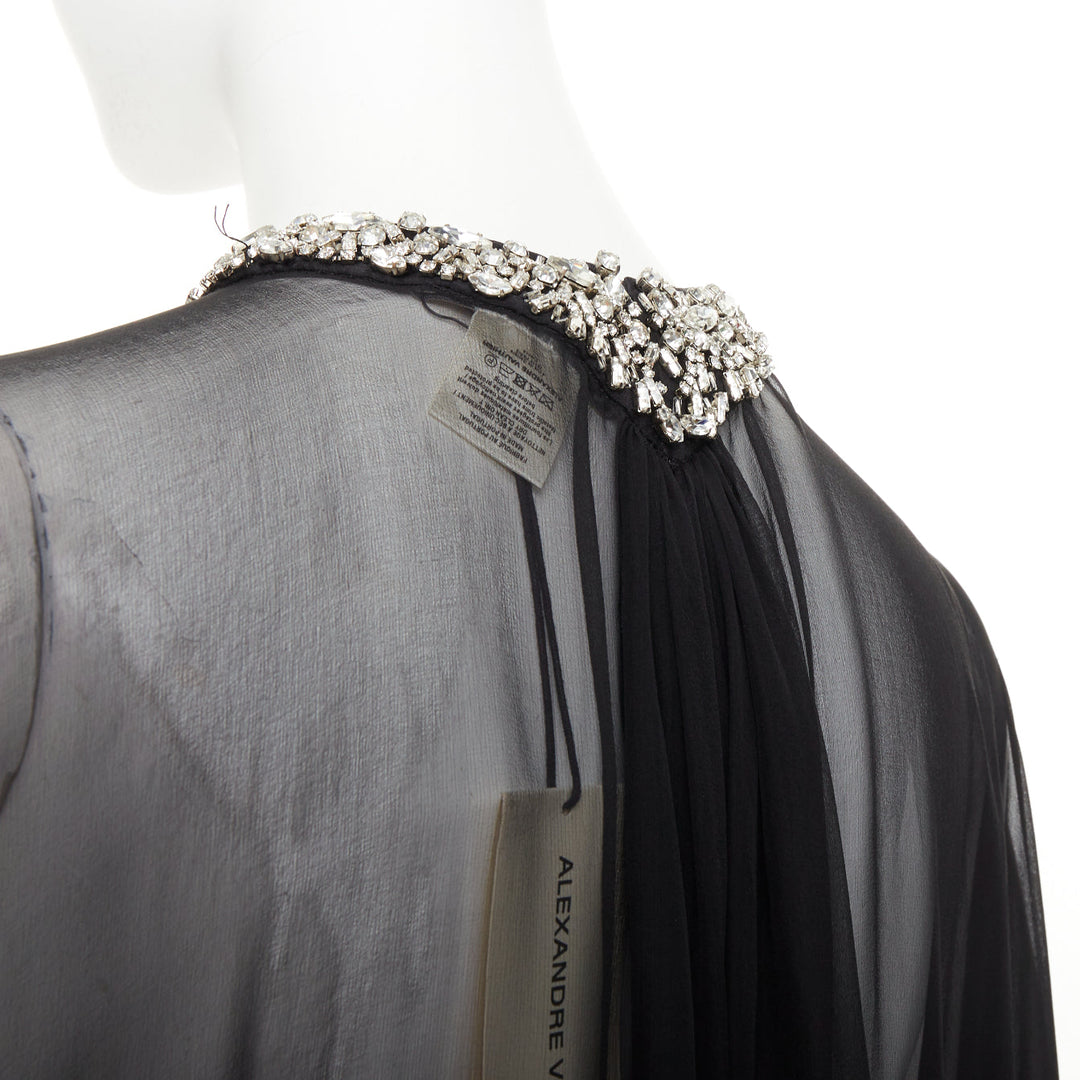 ALEXANDRE VAUTHIER COUTURE 2021 Runway crystal collar sheer cape blouse top